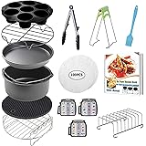 CAXXA 15 PCS 8 Inch XL Air Fryer Accessories, Deep Fryer Accessories with Recipe Cookbook Compatible with Growise Phillips Co