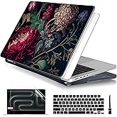 Batianda for MacBook Pro 14 inch Case 2025 M5 2024 2023 2021 Model A3112/A3434 with M4 M3 M2 M1 Pro/Max Chip,Stylish Designed Black Hard Shell with Keyboard Cover & Screen Protector, Vintage Flower
