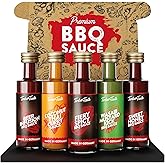 BBQ Sauce Valentine's Day Gift Set for Men [5 x 40 ml] – Stocking Stuffers Gifts for Dad, Brother, Barbecue Sauce Variety Pack, Gifts for Men Unique BBQ Accessories Presents TIMBER TASTE®