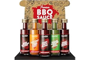 BBQ Sauce Gift Set for Men [5 x 40 ml] – Stocking Stuffers Christmas Gifts for Dad Gifts for Brother, Barbecue Sauce Variety Pack, Gifts for Men Unique BBQ Accessories Christmas Presents TIMBER TASTE®
