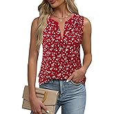Gaharu Sleeveless Chiffon Tank Tops for Women Dressy V Neck Blouses Work Pleated Shirt