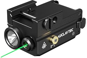 AUCLAYTEC 420 Lumen Tactical LED Flashlight with Laser Sight Combo Impact Resistant, Built in Rechargeable Battery with Ambidextrous Switch Design and 3 Light Modes