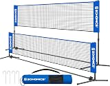SONGMICS 4 m Badminton Net Volleyball Net Adjustable Height Poles Portable Set