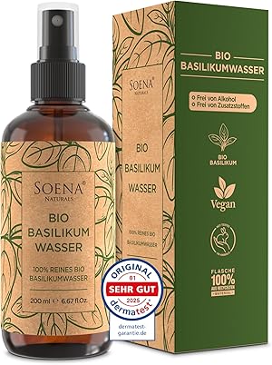 BASILIKUMWASSER - 200ml • Haarkur für dünnes & brüchiges Haar[BIO-ZERTIFIZIERT] • 100% NATURREIN - Aus Echtem Basilikum | Haar-Kur Derma-Test: SEHR GUT
