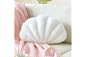 VBGYA Seashell Decorative Pillow, White Seashell Shaped Throw Pillows, 13x10 Inch Soft Sea Ocean Room Decor 3D Insert Beach Pillow Seashell Plush Pillows for Couch, Bed