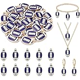 NVENF 30PCS Football Charms for Jewelry Making, Enamel Football Charms for Bracelet Necklace Earrings Making, Red Black White Blue Purple Orange Game Day Football Charm Bulk