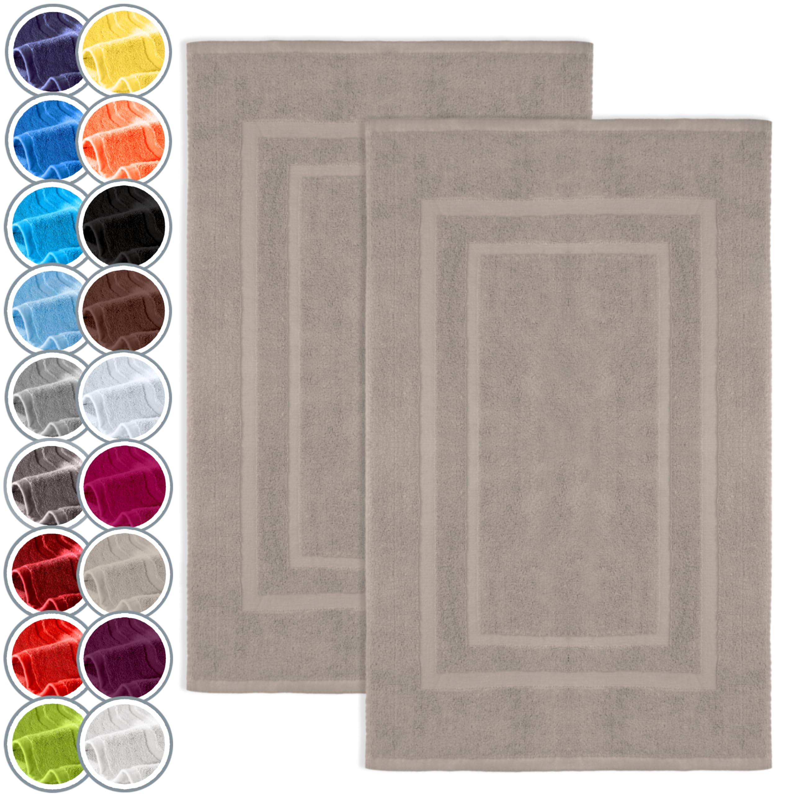 NatureMark Pack of 2 Terry Towelling Bath Mats, 50 x 80 cm, 100% Cotton, Sand