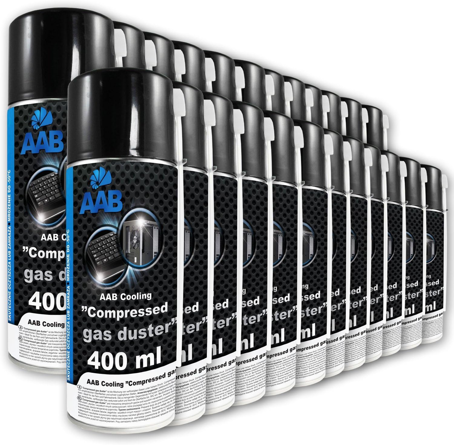 24 x AAB Bombe Air Sec 400ml - Bouteille Air Comprimé, Nettoyage des ...
