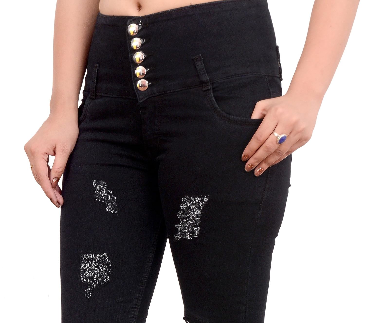 blinkin highwaist streetlook distress jeans for women (stretchable denim fabric )