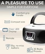 Grouptronics GTCD-501 Stereo Boombox CD Player USB AUX FM White view 3