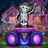 OurWarm 6FT Halloween Inflatables Skeleton DJ with Music Outdoor Decoration | Skeleton Inflatable Halloween Decorations with Colorful Light, Halloween Blow Ups with DJ Booth for Party, Yard, Lawn, Garden