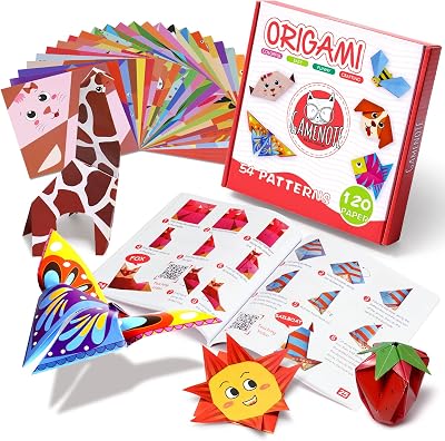 Gamenote Origami Kit for Kids 54 Projects 120 Sheets with 54 designs 14x14cm
