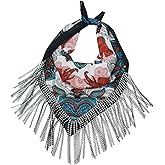SLITHICE Cotton Bandana with Fringe – Romantic Floral Head Scarf for Valentine’s Day, Boho Fashion – Lightweight Unisex