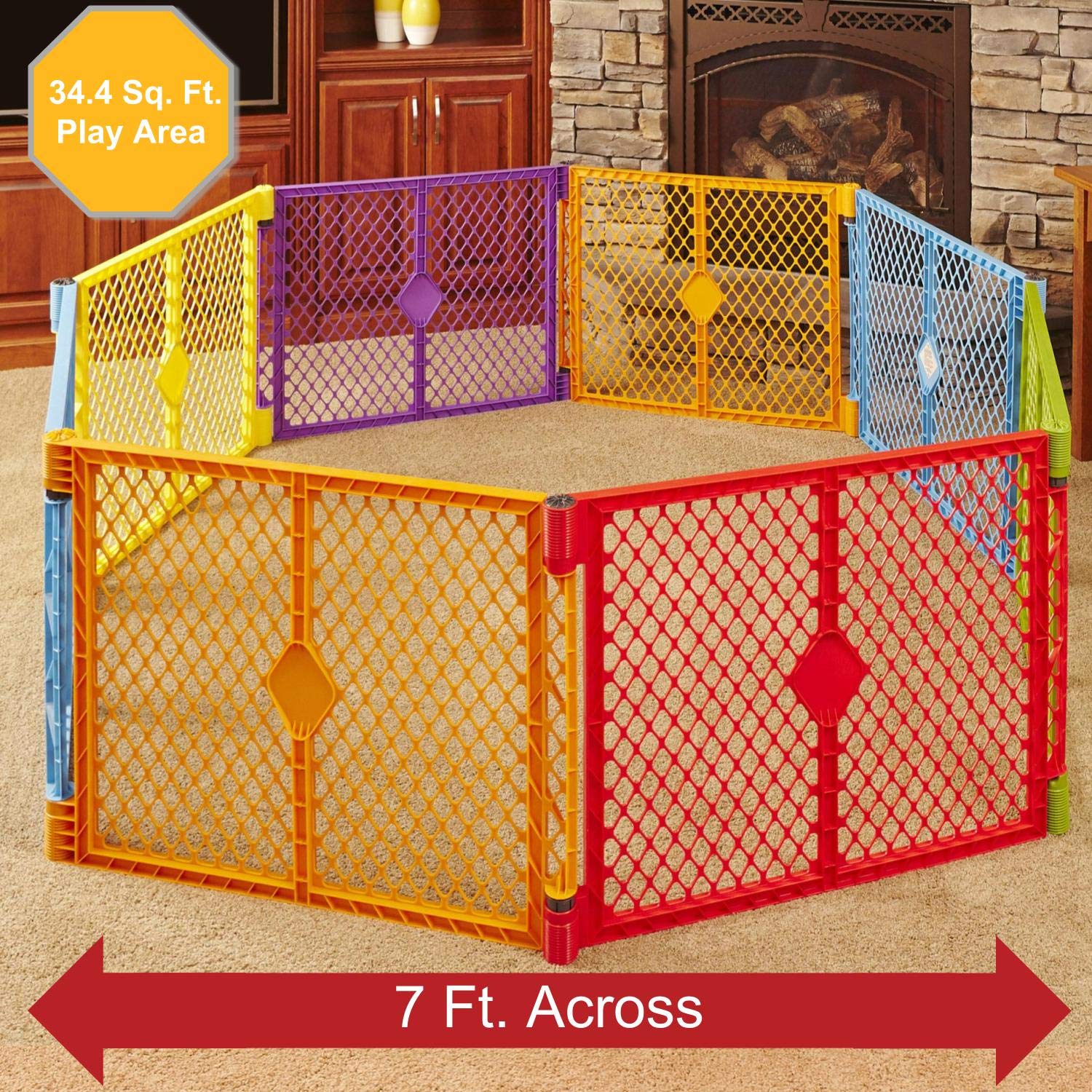 Toddleroo by North States Superyard Colorplay 8Panel Play Yard Safe