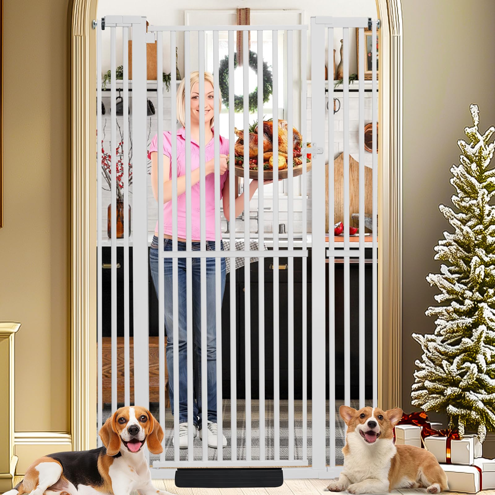 Photo 1 of **DIRT. SCRATCHES **SHYUJAJIE 71 Inch Extra Tall Pet Gate for Cats, 29.5-48" Adjustable Wide Dog Gates, Pressure Mounted Walk Through Tall Cat Gate for Doorways,Hallway,Stairs,House?White?