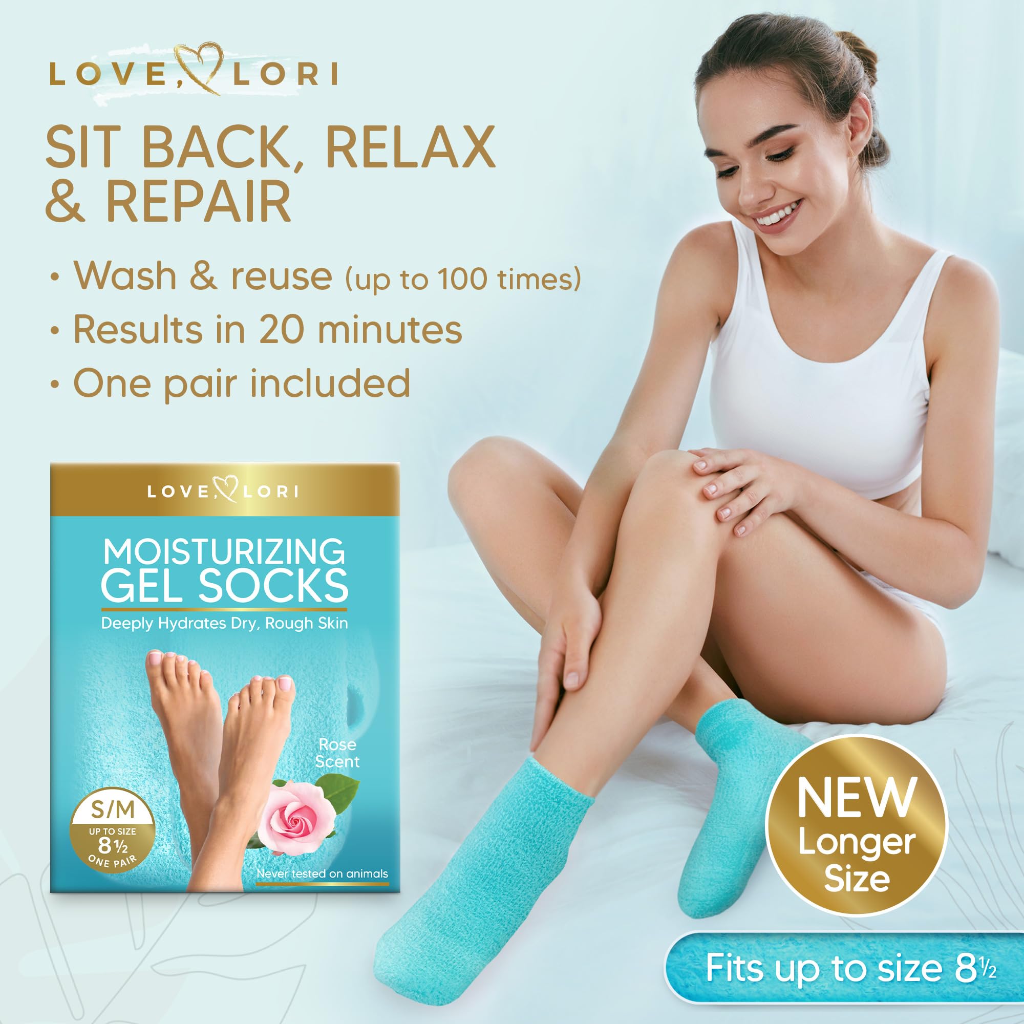 Moisturizing Socks - Gel Silicone Aloe Spa Socks (Up to Size 8.5) Infused with Vitamin E & JoJoba Oil - Self Care Gifts for Women, Spa Gifts for Women, Stocking Stuffers for Adults