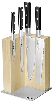 Fissler 08801504001 0 profession Magnetmesserblock 5-teilig, Bestehend aus: Spickmesser 9 cm, Schinkenmesser 16 cm, Kochmesse