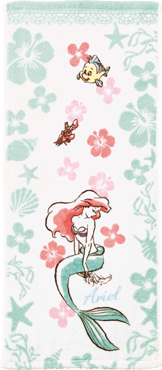 Amazon Co Jp 丸眞 フェイスタオル ディズニー プリンセス リトルマーメイド アリエル 34 80cm ドリーミーオーシャン 綿100 ホーム キッチン