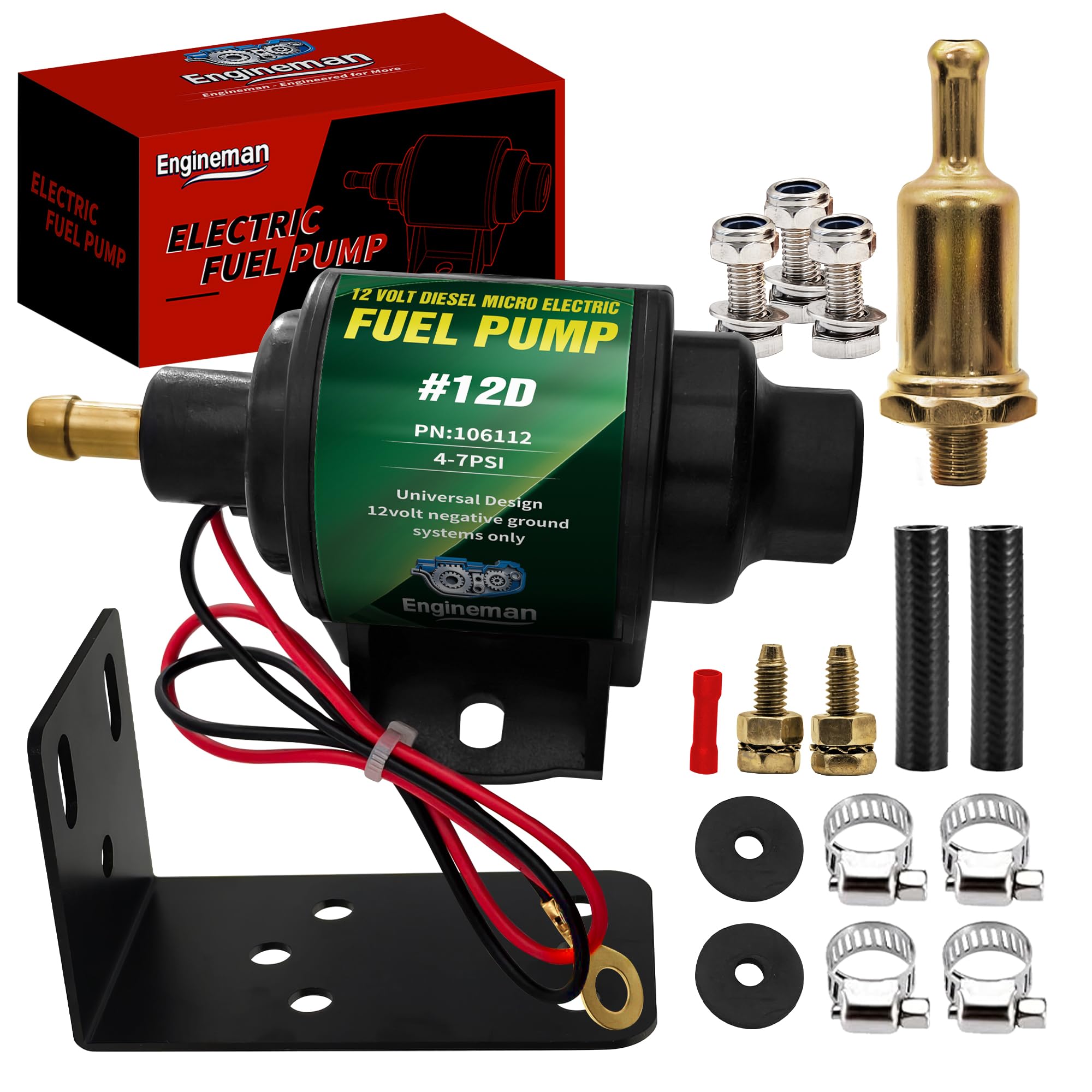 Photo 1 of *MISSING PARTS*
ENGINEMAN 12D Micro Electric Diesel Fuel Pump Universal 5/16 inch Inlet and Outlet 12V 1-2 A, 35 GPH, 4-7 PSI