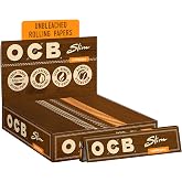 OCB Rolling Papers - Virgin Series - Unbleached Minimally Processed Super Thin - 24 Count Bulk Display Pack - (King Slim)