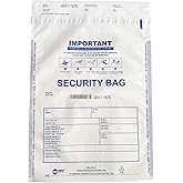 Adsure Plastic Bank Deposit Bags 9"x12"|Secure Bank Deposits,Cash Handling or Safe Currency Transportation | Sequential Barcodes | Tamper-Evident | Tear-Off Receipt for Security (White, 100 Pack)