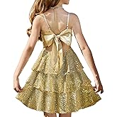 GRACE KARIN Girls Sequin Formal Dresses Kids Party Special Occasion Fancy Dress Tie Back 3 Layer Prom Graduation Outfits