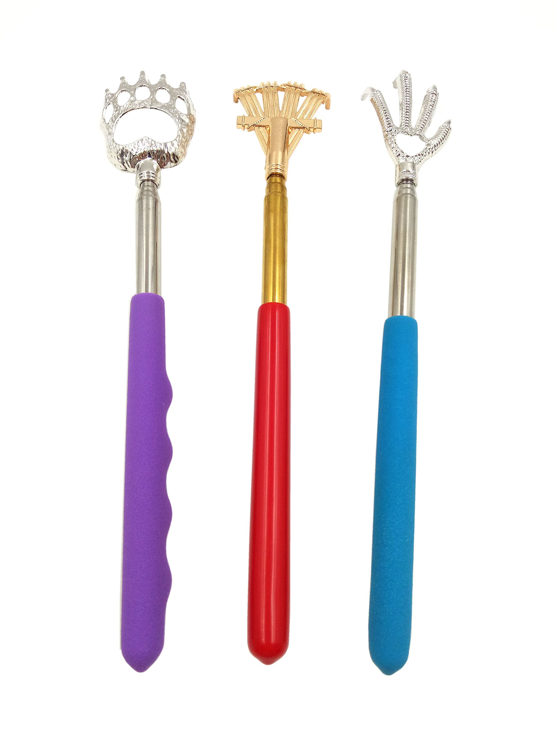 Photo 1 of Qaoquda Telescoping Back Scratcher,3PCS Bear Claw Back Scratchers,Eagle Claw Rake Metal Back Scratchers Hand Massager Backslap with Rubber Handles