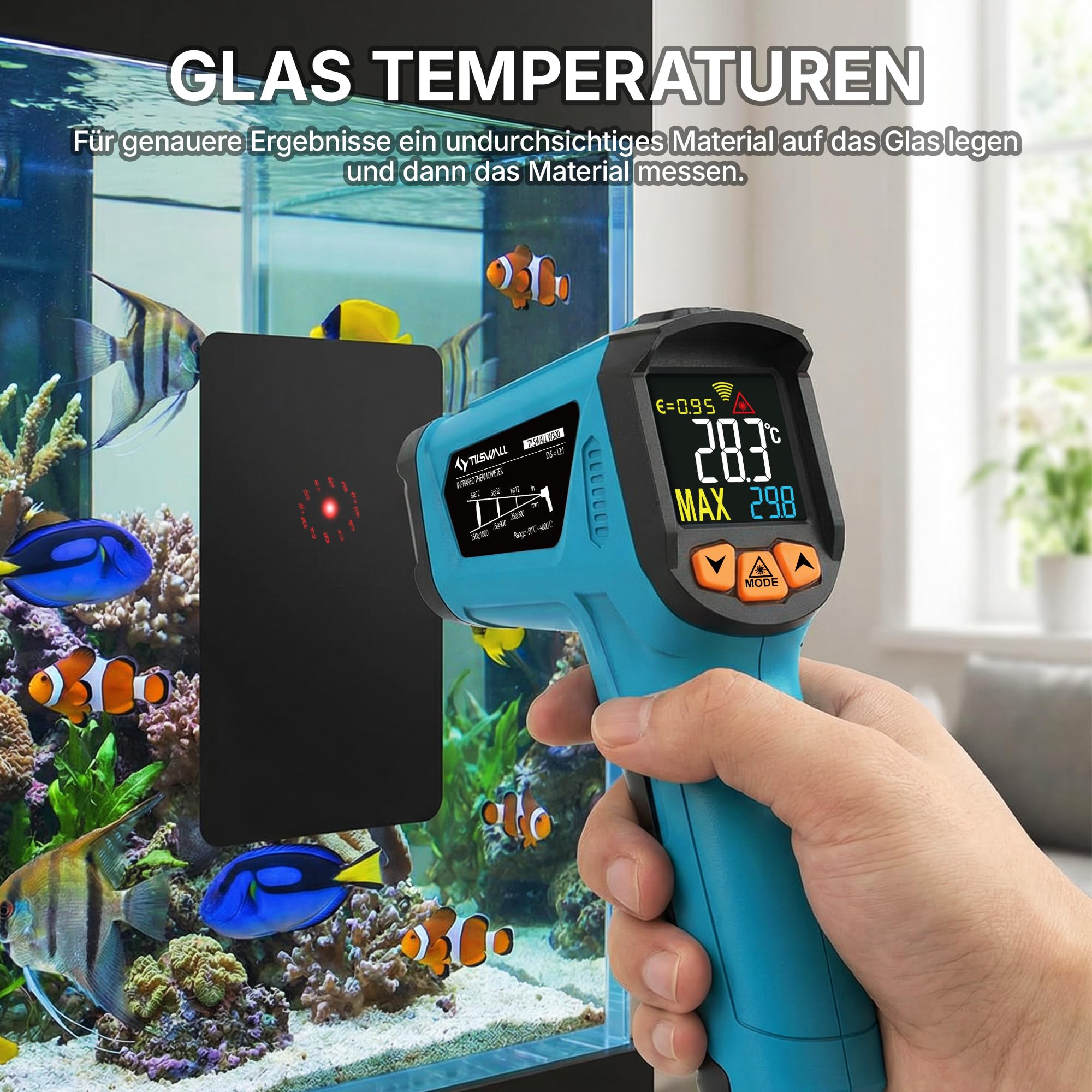 Infrarot Thermometer(nicht für Menschen) -50°C bis 800°C Tilswall IR Digital Laser Temperaturmessgerät mit Kochen LCD Display für Kochen/Barbecue/Pizza Oven/Gefrierschrank/Industrie 8