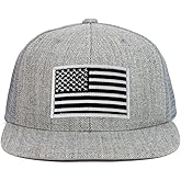 Armycrew Youth Kid's Black White American Flag Patch Flat Bill Snapback Trucker Cap