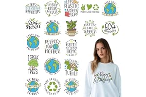 Falueqg Dtf Transfers Ready to Press - 20Pcs Earth Day Iron on Transfer for Tshirts, Save The Earth Iron on Decals Patches, E
