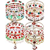 Taouzi 24 Pcs Surfer Heishi Bracelets for Women Bulk Handmade Stackable Stretch Friendship Bracelets Halloween Thanksgiving Christmas Valentines Day Jewelry Gifts for Women Men