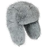QTVQTV Faux Fur Russian Hat,Furry Warm Winter Trapper Hat with Earmuffs for Men and Women