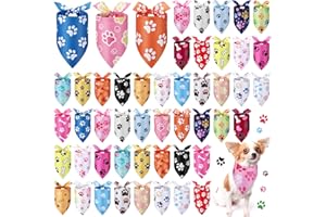 Abbylike 50 Pcs Paw Print Dog Bandanas Bulk Cute Footprint Bandanas for Dogs Triangle Kerchief Bib Scarf for Pets Halloween Party Costume Photo Props Daily Accessories Pet Shops (31.5 x 21.7 x 21.7)