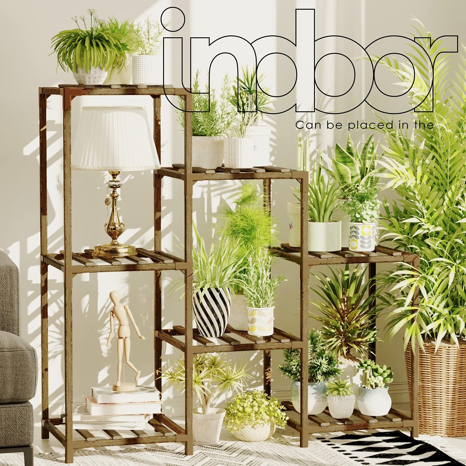 Plant Stands for Indoor Plants, Wood Outdoor Tiered Plant Shelf for Multiple Plants, 3 Tire 7 Potted Ladder Plant Holder Table Plant Pot Stand for Window Garden Balcony Patio Corner Living Room: Garden & Outdoor