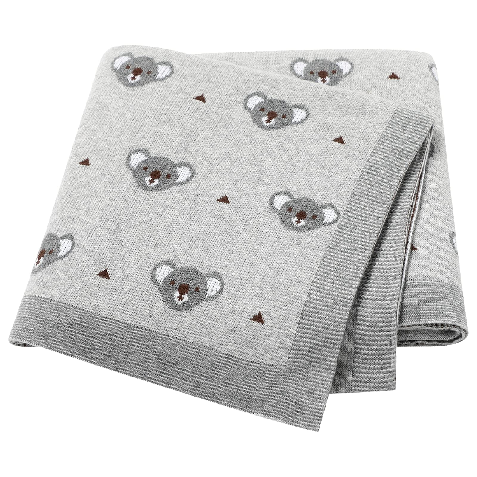 LAWKUL Baby Blanket for Newborn 100% Cotton Soft Knitted Blankets Boy Girls Comforter Koala 100x80cm Grey