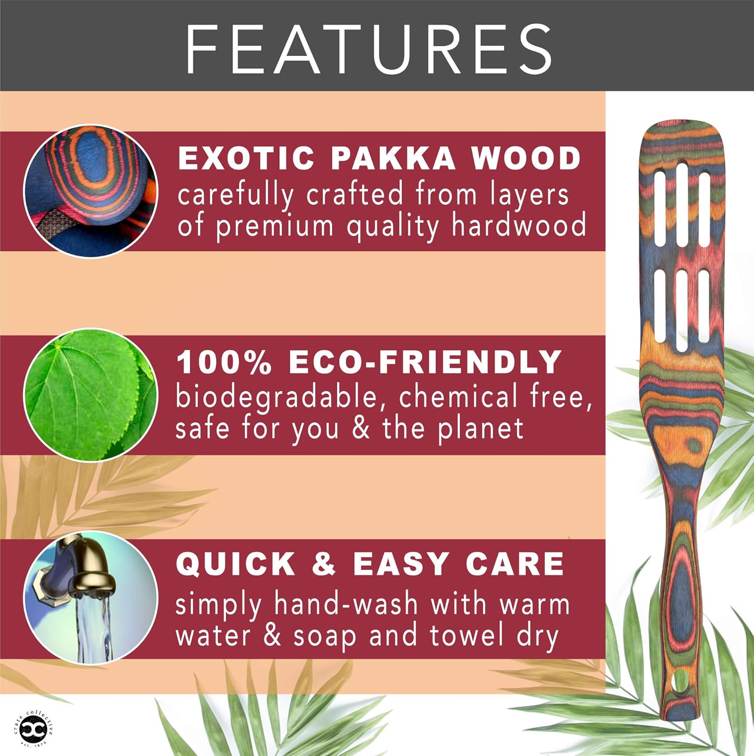 Non Stick Eco Friendly 2 Piece Cookware Set With Slotted Spatula Spurtle Crate Collective Pakkawood Kitchen Utensil Set Exotic Cooking Utensils For Kitchen Gifts Kitchen Dining Kitchen Utensils