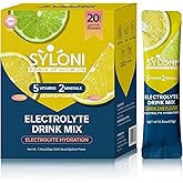 Syloni Electrolytes Powder Packets, Trial Variety Pack(20 Sticks), Sugar Free Hydration Packets Electrolyte Drink Mix with 7 Vitamins and Electrolytes, Keto Friendly, Vegan, Gluten Free