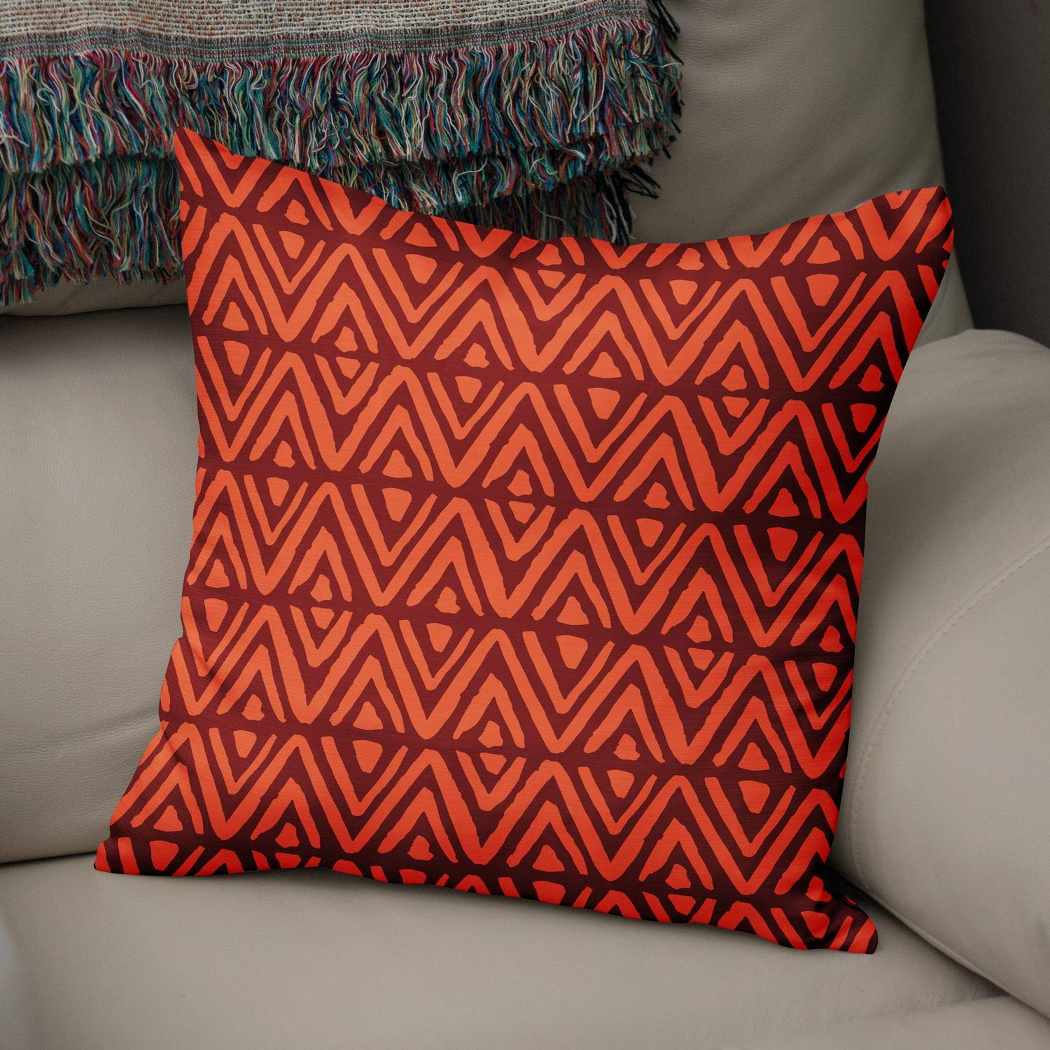 Bonamaison Decorative Cushion Cover Orange & Bordeux, Throw Pillow Covers, Home Decorative Pillowcases for Livingroom, Sofa, Bedroom, Size: 50x50 Cm - Designed and Manufactured in Turkey