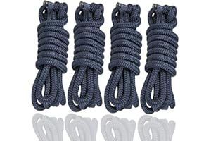AZUNYYDS Dock Lines for Boats 1/2 Inch,Boat Ropes for Docking 1/2”X 15’,Mooring Rope 1/2 inch Marine-Grade Double-Braided Nylon Dock Line with 12”Eyelet,4850 lbs Breaking Strength(4-Pack)