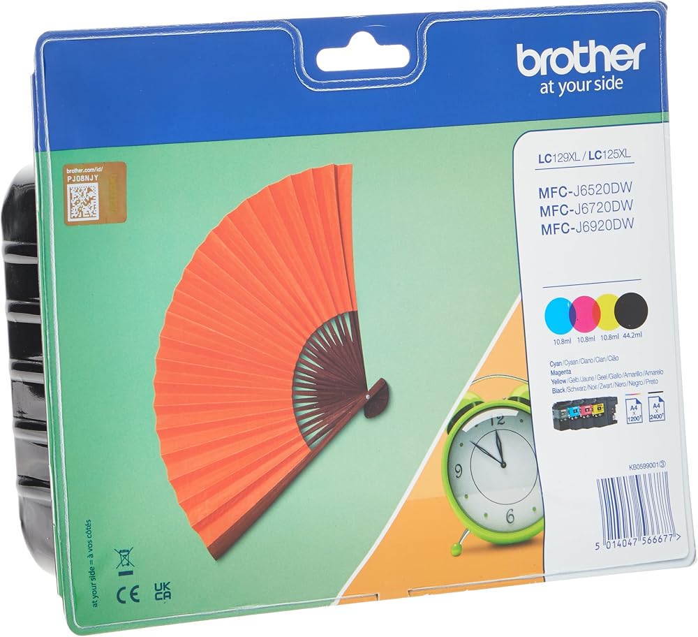 Brother LC125XL LC129XL Cyan Magenta Yellow Black Ink Cartridges Pack of 4