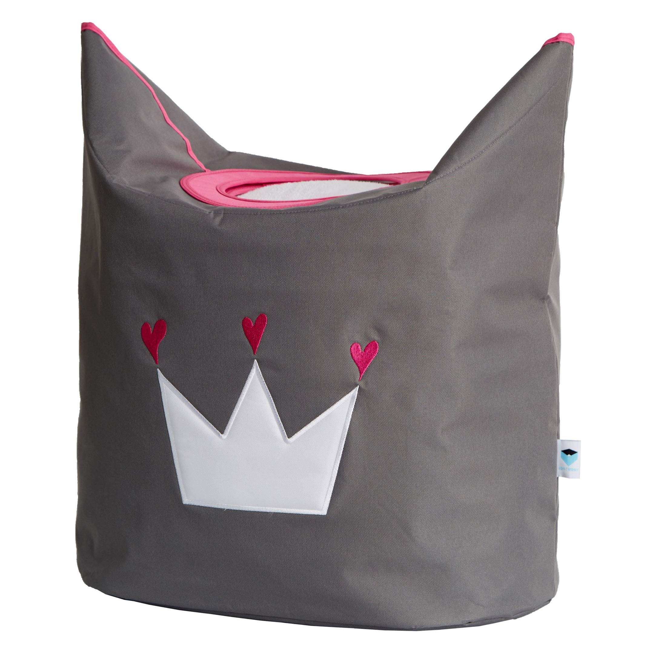 Store. It 671718 Polyester Laundry Bag Grey with White Crown with Carry Handles, Grey/White, 20 x 60 x 55 cm