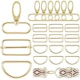 PECMER Purse Hardware for Bag Making 1 1/2 Inch D Ring 18 Pcs Gold Swivel Clasp Snap Hooks Tri Glide Slide Buckles for Strap Adjuster Dog Collar Making Supplies
