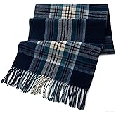 Mawjom Scottish Tartan Plaid Scarf Winter Cold Weather Faux Soft Cashmere Shawl Wrap with Fringes for Women