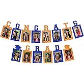 Cheereveal Congrats Grad Photo Banner Orange Blue, Graduation Photo Prop Decorations, High School College Graduation Party Supplies for Class of 2026