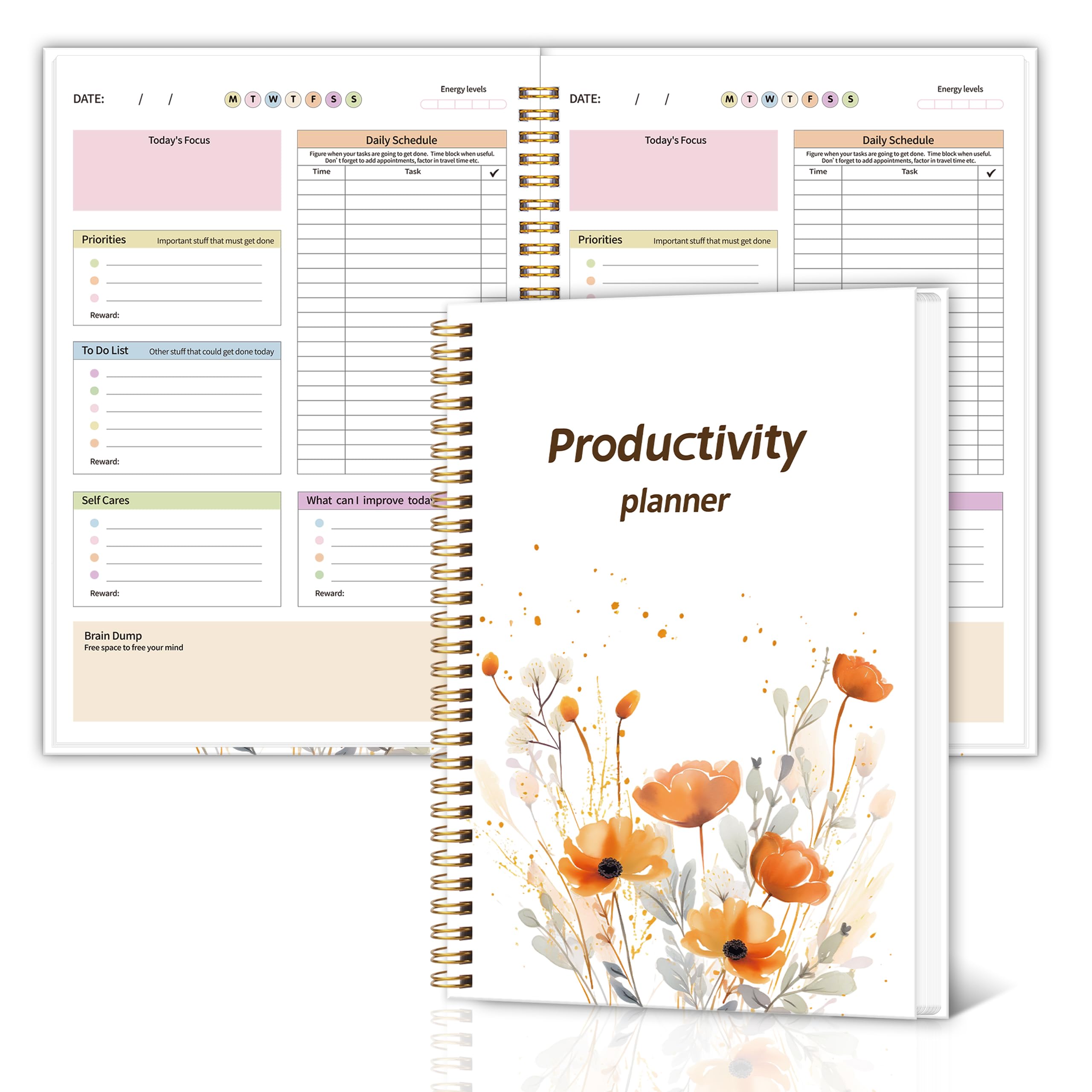 Photo 1 of * PLEASE SEE SECOND PHOTO FOR VARIATION OF WORDS ON COVER *  ADHD Daily Planner with Hardcover for Men & Women,Productivity Planner & Task Management Organizer Daily Schedule,Self-Care,To-Do List for Neurodivergent Adults, Focused Planners for Adult & Tee