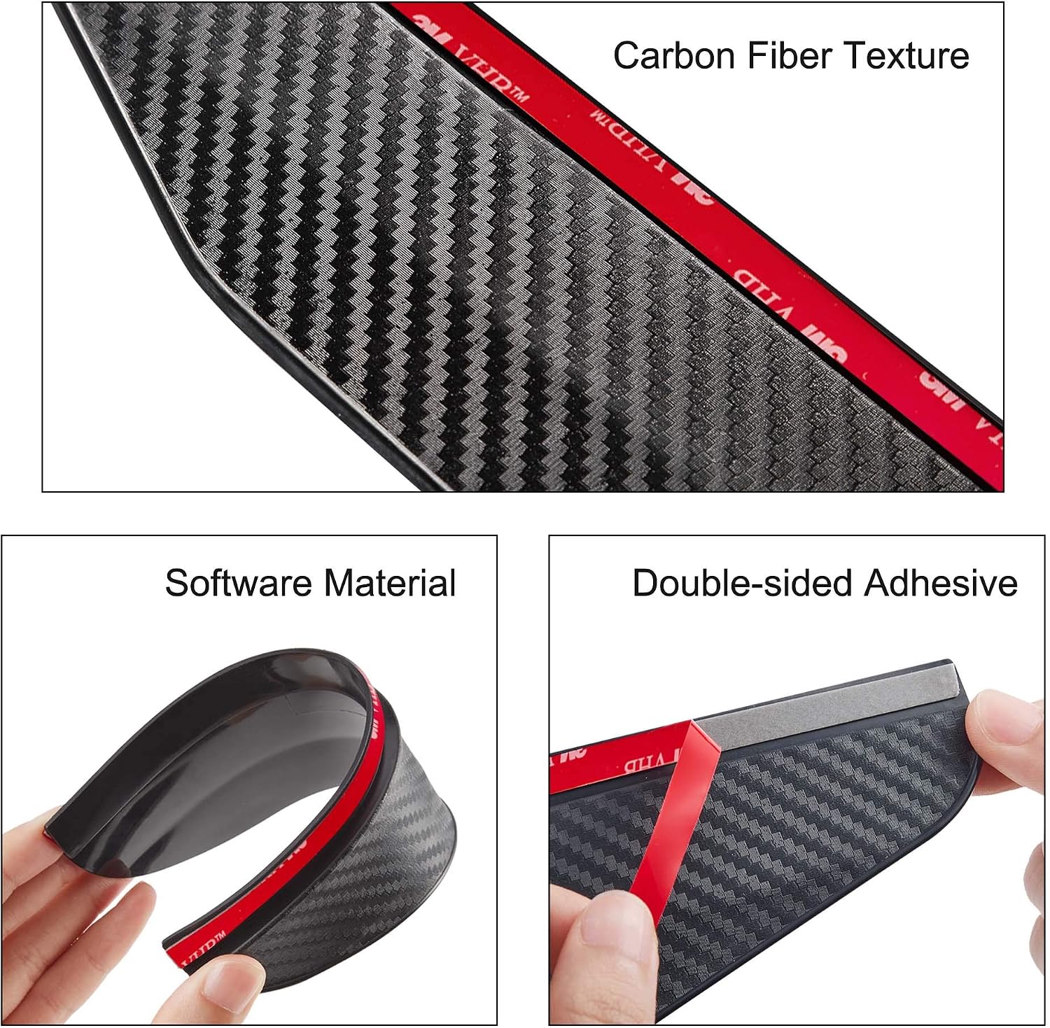 TOMALL 2Pcs Rear View Mirror Rain Visor Smoke Guard Universal Carbon Fiber Rear View Side Mirror Rain Eyebrow for Cars SUV Truck Rear View Mirror Cover Accessories(Carbon Fiber) - Image 4
