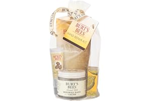 Burt's Bees Christmas Gifts, 3 Body Skincare Stocking Stuffers, Hand Repair Set, 3 Hand Creams plus Gloves - Almond Milk Hand Cream, Lemon Butter Cuticle Cream, Shea Butter Hand Repair Cream