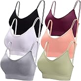 BQTQ 6 Pcs V Neck Bralettes for Women Padded Bralette with Straps Seamless Bra