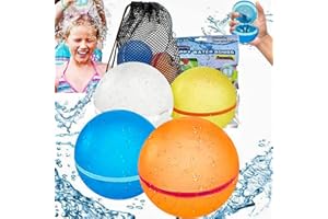FLEXYONY 4Pcs Reusable Water Balloons Refillable Water Balloons Quick Fill Self-Sealing Soft Silicone Water Bombs Splash Balls for Fun Outdoor Water Fight Games Toys Summer Pool Beach Toys for Kids ages 3+
