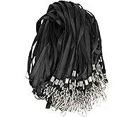 cobee 100 Pcs Black Lanyards Bulk for ID Badges, 18.5 Inch Polyester Flat Badge Lanyard with Swivel Hook for Name Tag Holder Work Office School